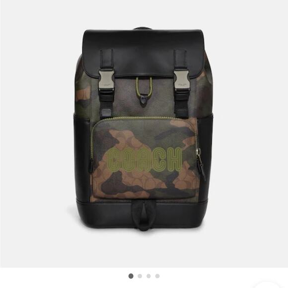 COACH Track Backpack In Signature Canvas Camo Print - Picture 7 of 16